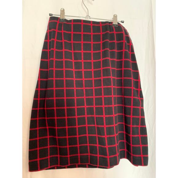 J.Jill NWT Small Women's Plaid Black/Rd Faux Wrap Soft Knee Length Skirt - Picture 2 of 7